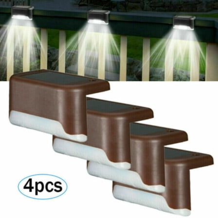 Cocobaby 4x Solar LED Deck Lights Outdoor Garden Patio Railing Decks Path Lighting Brown