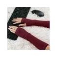 thumbnail image 5 of INSPIRE CHIC Unisex Classic Fashion Stretch Fingerless Arm Warmers Oversleeve Gloves Wine Red One Size, 5 of 6
