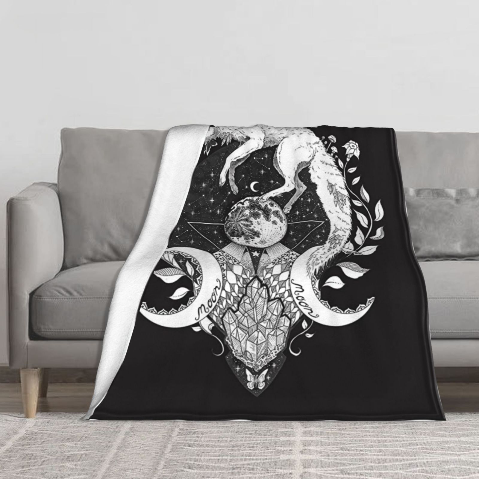 Wolf Moon Blanket Print Comfort Soft Warm Throw Blanket for Kids Adults