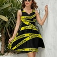 thumbnail image 3 of Caution Tape Dress Fashion Beach Long Dresses Female Party Printed Sundress, 3 of 7