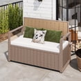 thumbnail image 2 of Craftian 70 Gallon PE Rattan Patio Deck Box, All-Weather Outdoor Storage Bench, Beige, 2 of 10