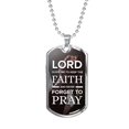 thumbnail image 1 of Lord Guide Me Catholic Necklace Stainless Steel or 18k Gold Dog Tag 24" Chain, 1 of 8