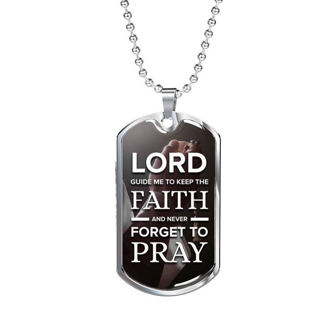 Lord Guide Me Catholic Necklace Stainless Steel or 18k Gold Dog Tag 24" Chain
