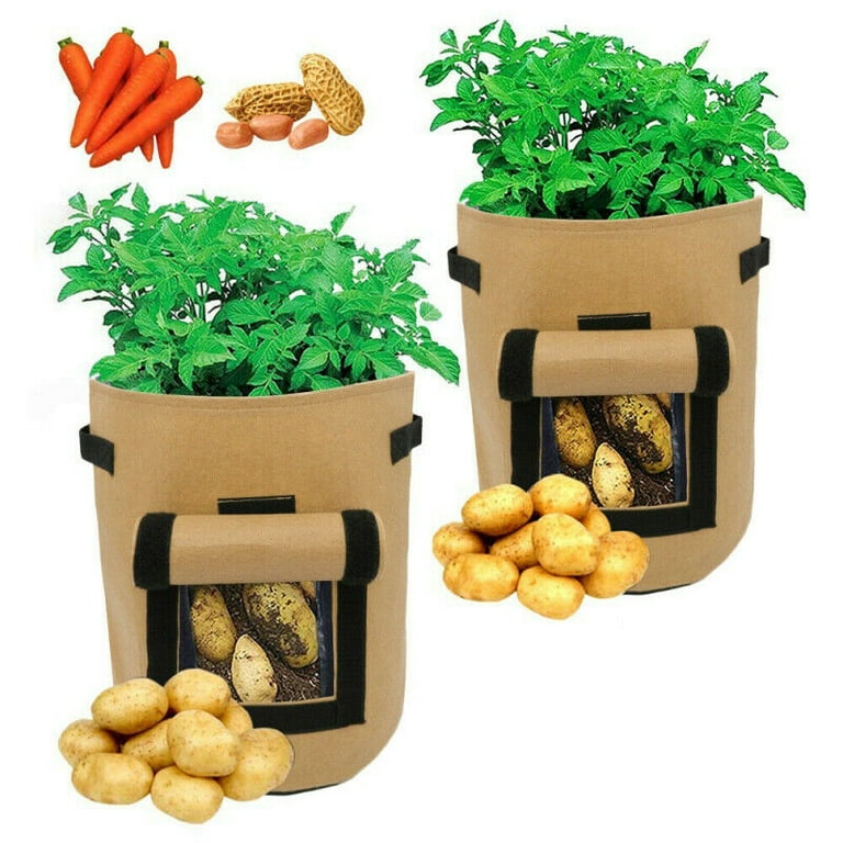 Sel Natural 2 Pack 10 Gallon Garden Potato Grow Bags with Windows Flap and  Handles Aeration Fabric Pots Heavy Duty Vegetable Planter Bag for Tomato,  Fruits,Carrots (Brown and Green) - Yahoo Shopping