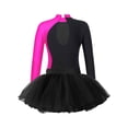 thumbnail image 4 of TiaoBug Kids Girls Figure Skating Ballet Dance Outfits Rhinestone Long Sleeve Leotard Tops with Tutu Skirt Set Rose 6, 4 of 5