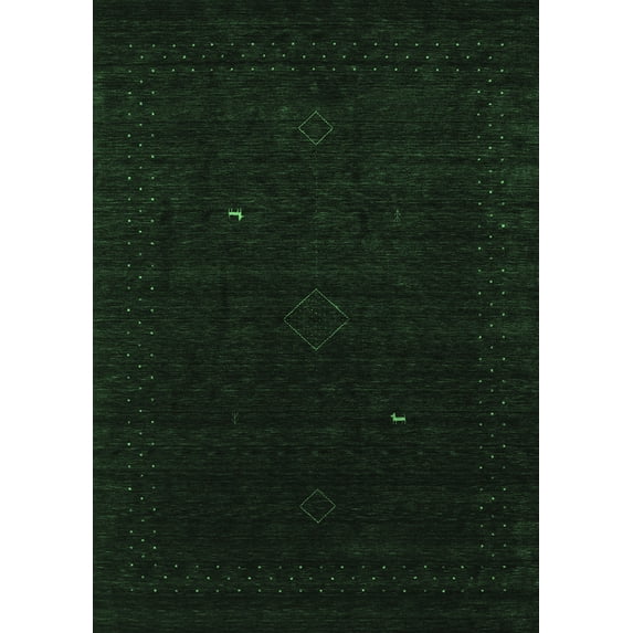 Ahgly Company Indoor Rectangle Abstract Emerald Green Contemporary Area Rugs, 4' x 6'