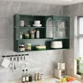 thumbnail image 4 of Dasun 47.25" Four-door Glass Wall Cabinet Storage, Wall-mounted, Suitable for Kitchen, Living Room, Bathroom(Dark Green), 4 of 9
