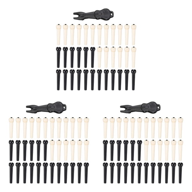 108 Piezas de Clavijas de Puente de Guitarra Acústica En Blanco Y Negro con Extractor de Clavija de Puente de 1 Pieza En Guitarra