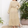 thumbnail image 4 of DeHolifer Dresses for Women Plus Size Floral Print V-Neck Long Sleeve Loose Comfy Long Dresses Yellow 3XL, 4 of 4