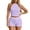 Light Purple, variant on Women's 2 Piece Outfits Sleeveless Halter Crop Top Drawstring Bodycon Shorts Set Y2k Solid Color Hollow Stretchy Slim Fitted Summer Matching Sets for Night out Club Party Wear Light Blue S