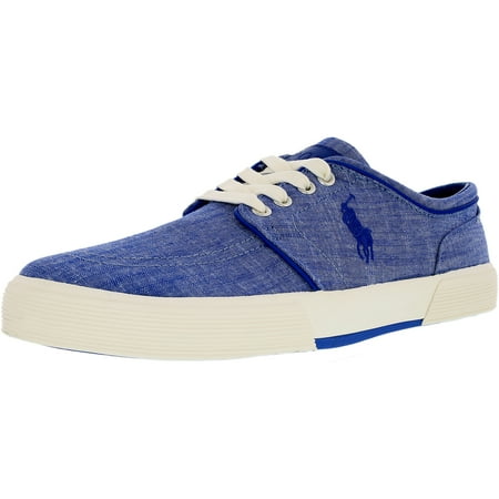 Polo Ralph Lauren Men's Faxon Low-Sk-Vlc Cotton Blue Ankle-High Cotton Fashion Sneaker - 9.5M