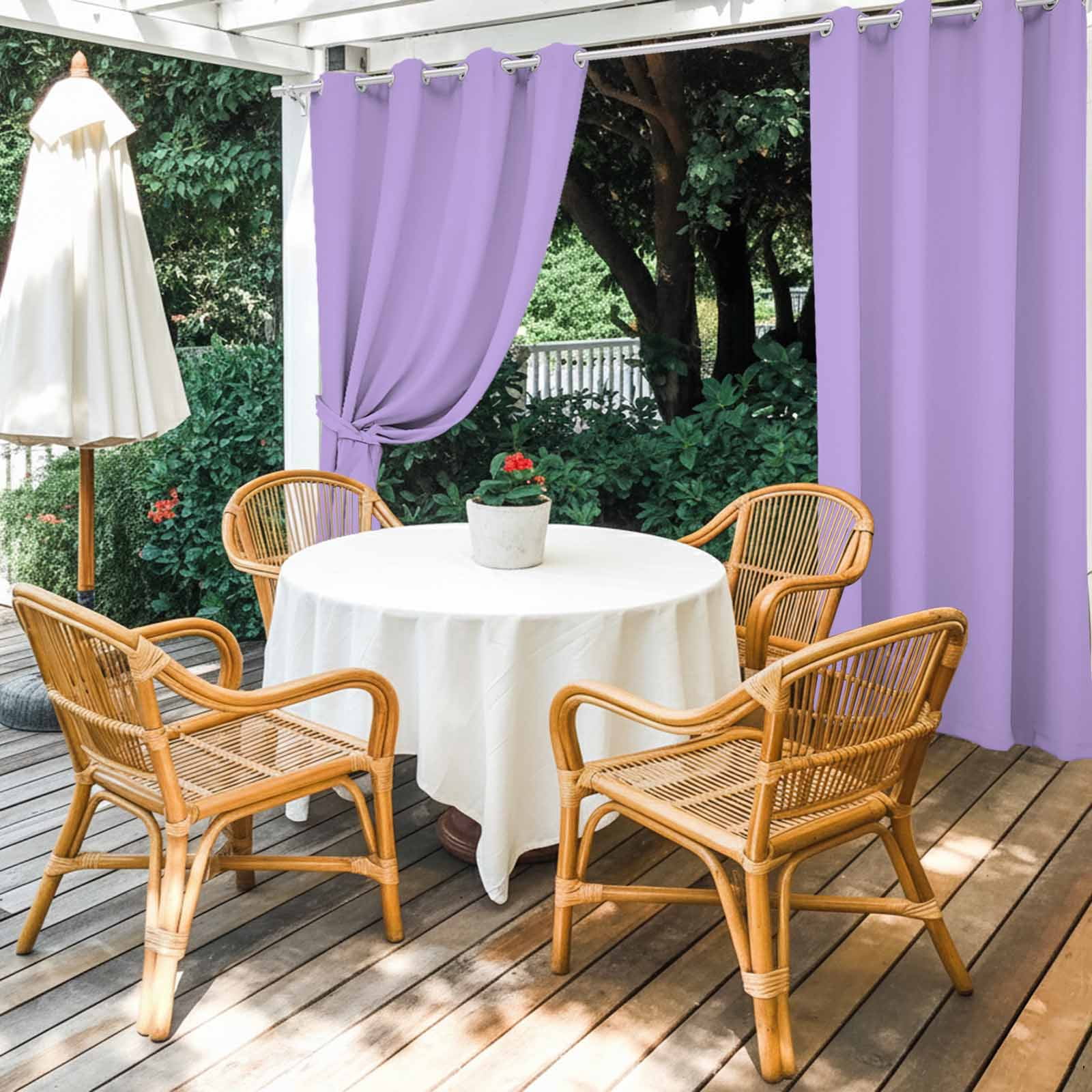 Purple Outdoor Curtains for Patio Waterproof, Windproof Privacy Curtains with Weighted Bottom, Modern Pure Lavender Purple Outside Drapes for Picnic Garage Backyard Cabana 54"x95" 1 Panel