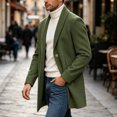 thumbnail image 5 of Yertdoel Pea Coats for Men Solid Lapel Wool Blend Trench Coat Button Front Mid Length Fashion Warm Outerwear with Pockets, M-3XL, 5 of 8