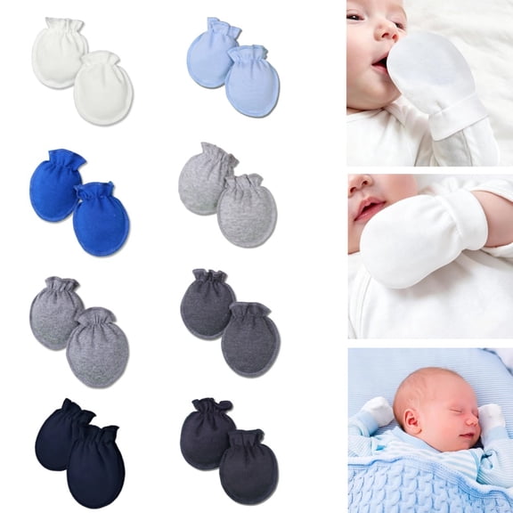 16 Pcs Baby Mittens No Scratch Newborn Cotton Breathable Gloves Baby Mitts for Boys Girls