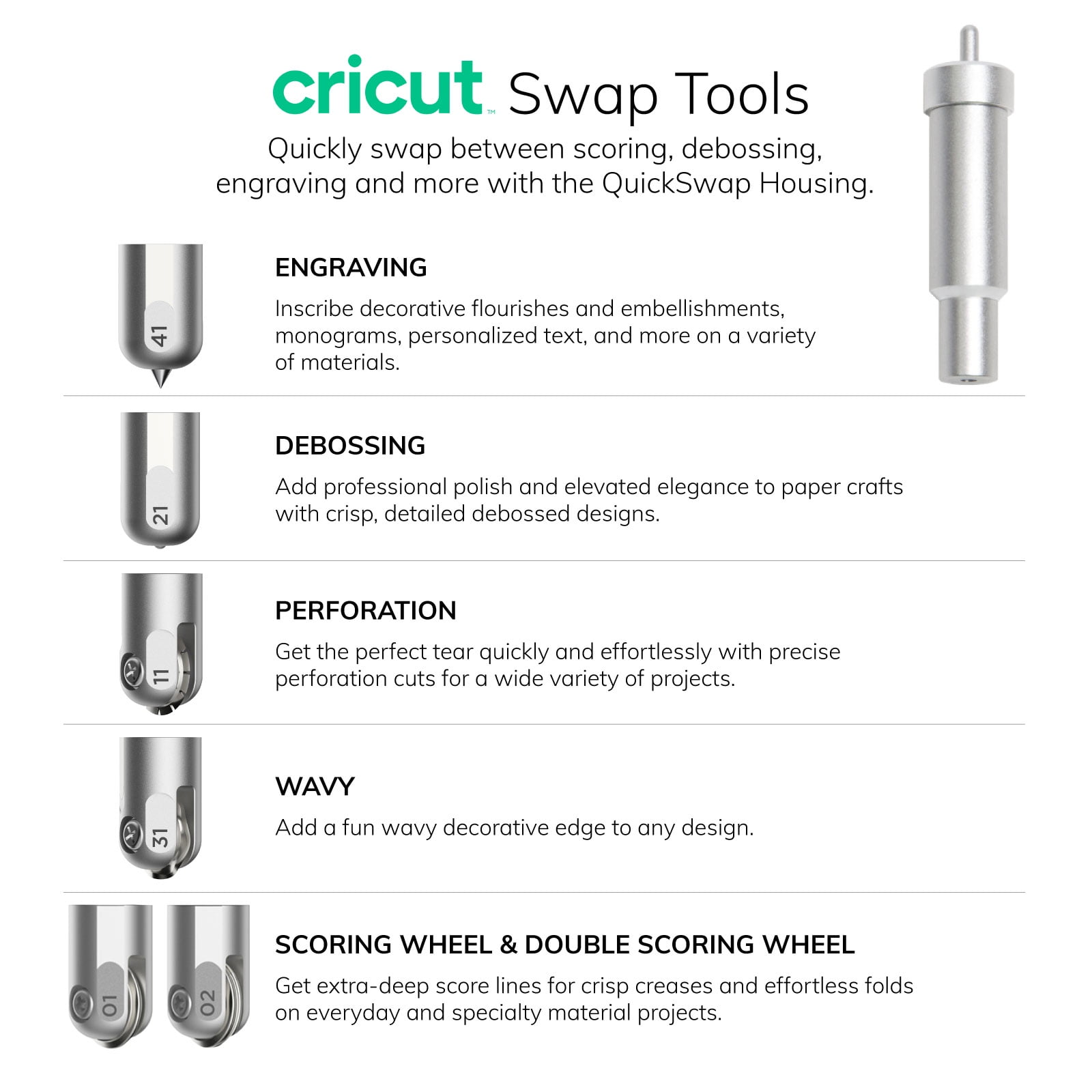 Cricut tool Quickswap Tool - Scoring Wheel Tip combo pack, 1
