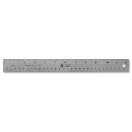 Business Source Stainless Steel Ruler, 12'' L, Nonksid, Silver (Set of 4)
