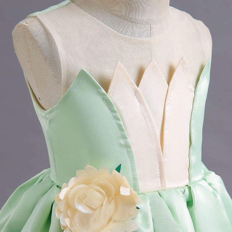 strapless open back dress Princess Tiana tutu set- Princess Tiana outfit-Princess Tiana birthday   Pink Toes & Hair Bows