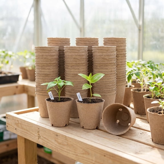 131 Pcs Organic Peat Pots, 3.15 Inch Nursery Pot – Round Plant Seedling Pots with Drainage Holes, Small Seed Starting Starter Tray Bulk, Garden Germination Container with 131 Planting Labels