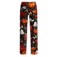 thumbnail image 7 of Zydvens Women Halloween Pajama Pants Wide Leg Lounge Wear with Pockets Soft Elastic Waist Drawstring Sleepwear Bottoms Cute Cartoon Cat Pumpkin Costume Cosplay Party S-3XL, 7 of 7