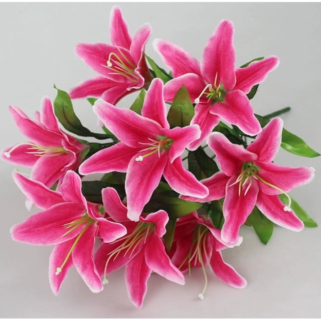 Un único ramo artificial de orquídeas serpiente de 10 cabezas y lirios - un accesorio de decoración for salón de boda, flor artificial, flor de seda.