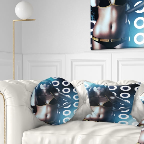 Designart Hot Woman in Sunglasses - Sensual Throw Pillow - 12x20