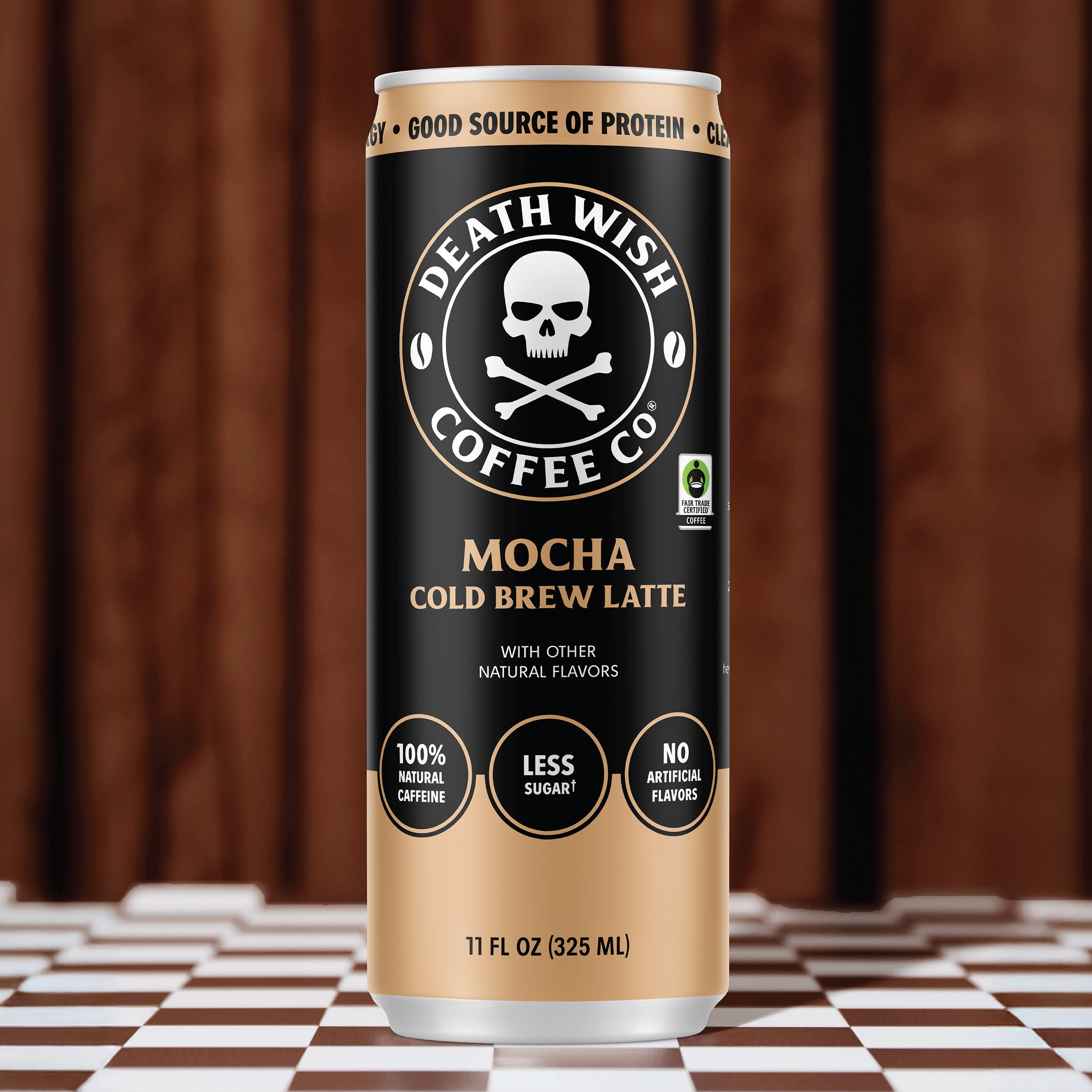 Death Wish Coffee Co., Premium Mocha Latte, 100% Colombian Cold Brew Fair Trade™ Coffee, 11 Fl oz Can, 12-pack
