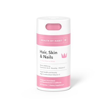  By Habit Hair Skin & Nails Supplement, Biotin, Hyaluronic , 60 s