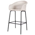 thumbnail image 4 of Ladd Outdoor Metal Wicker Barstool, Light Gray Faux Rattan with Black Iron Frame, 29.5-Inch Height, Set of 2 for Patio, Deck or Bar Counters, 4 of 9