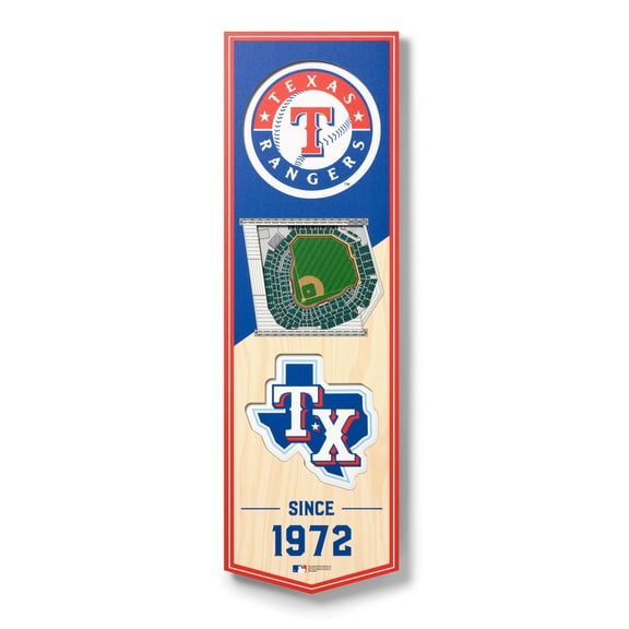 Texas Rangers 6'' x 19'' 3D StadiumView Banner