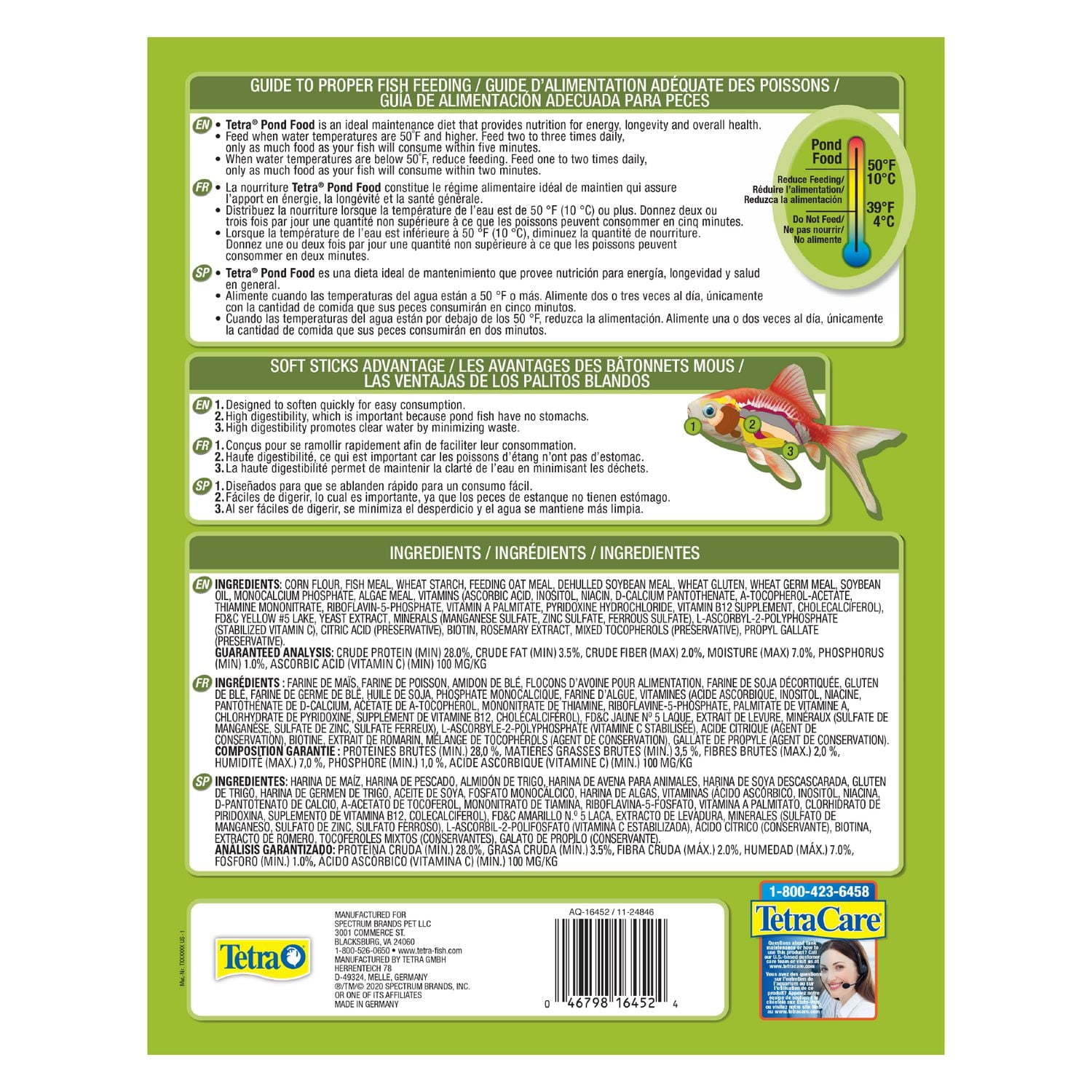 Tetra nourriture d'étang pour Koi et Poisson rouge 1,25 livres