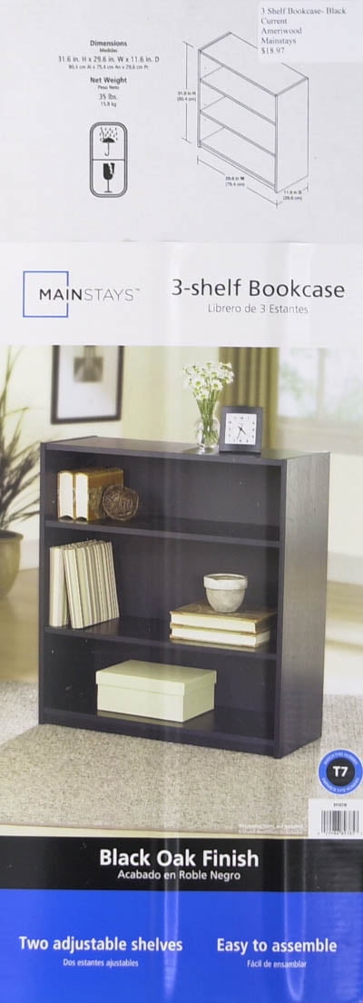 Mainstays 3 Shelf Bookcase Multiple Finishes