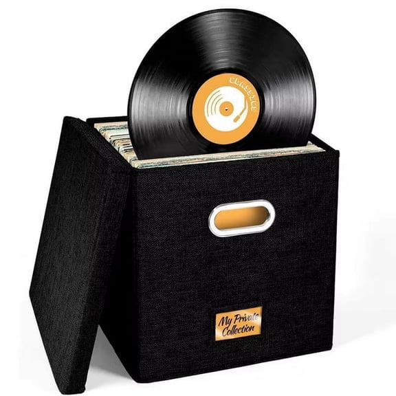 12-Inch Vinyl Record Storage Box with Lids Handles Practical LP Organizer Boxes for More Than 50pcs Records