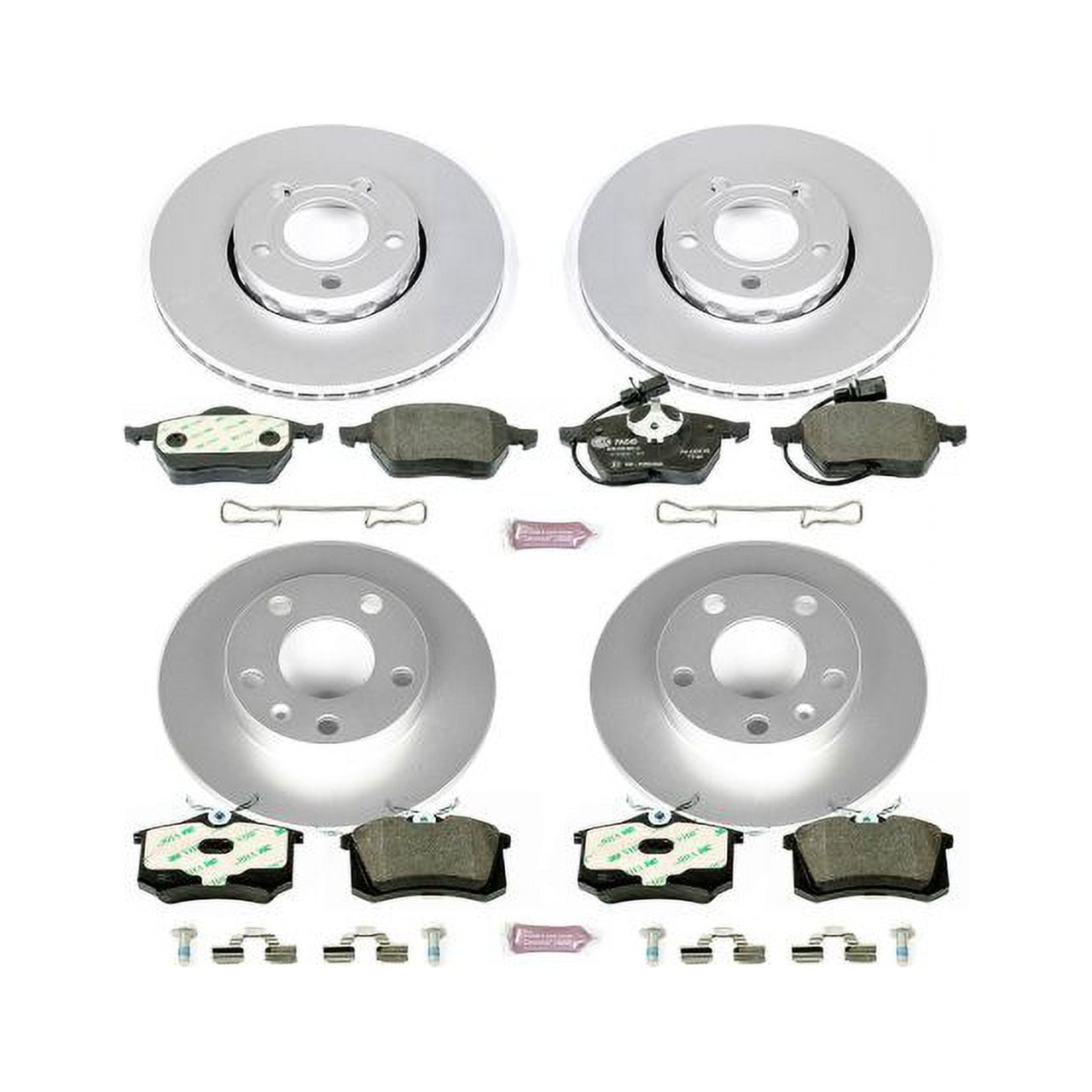 Power Stop Front and Rear Euro-Stop ECE-R90 Certified Brake Pad and Rotor Kit ESK2741 Fits 2004 Audi A4