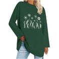 thumbnail image 2 of Jinhomg Women's Dandelion Graphic Sweatshirt Comfy Long Sleeve Oversized Tops Fall Lightweight Cozy Solid T-Shirts Sales Today Clearance Women Army Green XL, 2 of 4