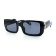 thumbnail image 4 of Womens Unique Exposed Side Lens Rectangular Plastic Mod Fashion Sunglasses All Black, 4 of 6