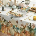 thumbnail image 4 of Fall Tablecloth 60×84 Inch Rectangular, Thanksgiving Autumn Harvest Orange Pumpkin Leaves Washable Table Cover for Party Picnic Dinner Decor, 4 of 6