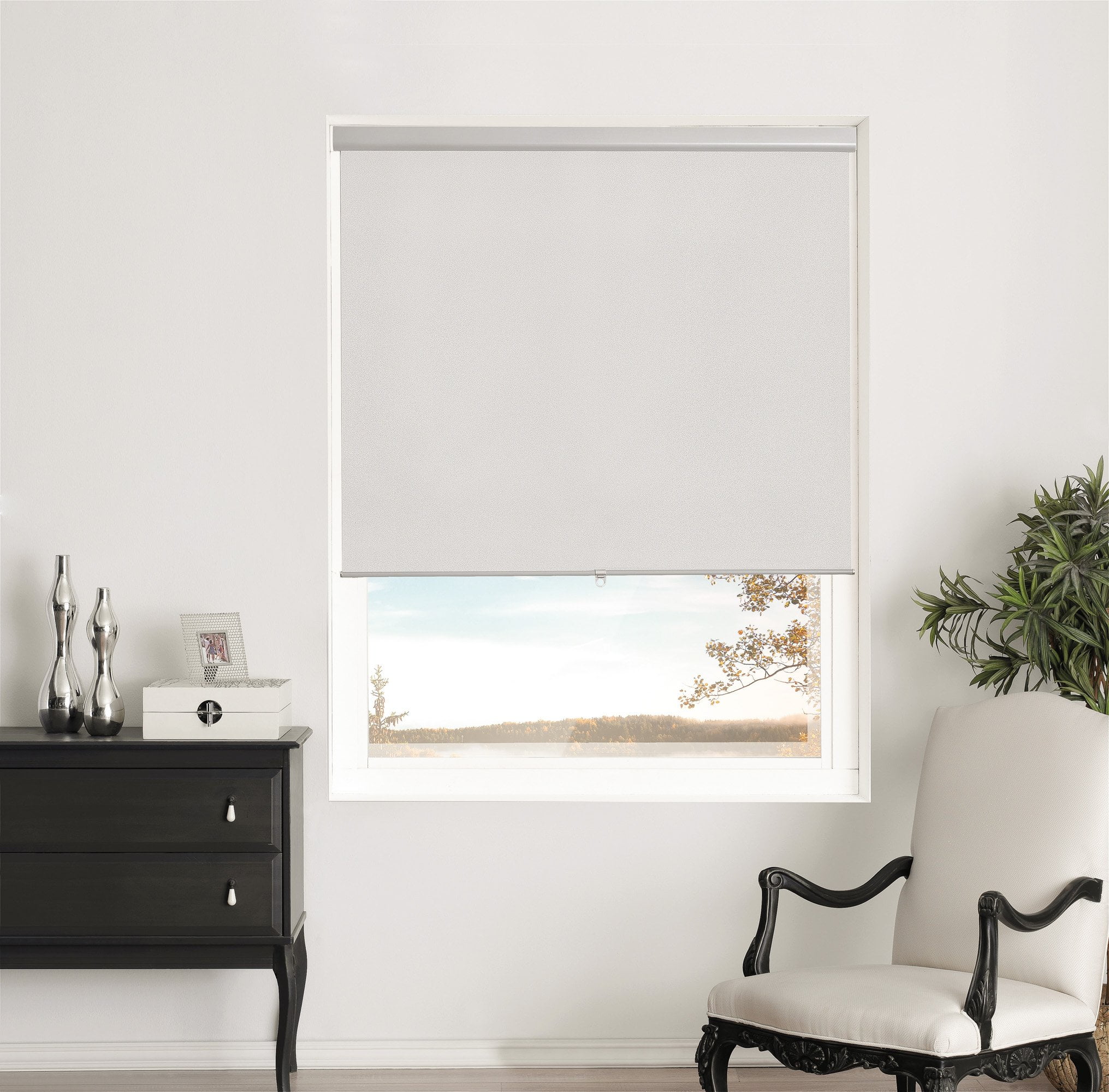 Brielle Home Silver Shimmering Blackout Cordless Roller Shade