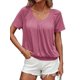 thumbnail image 1 of Camisetas Casuales de Verano para Mujer, Camisetas de Corta con Cuello en V, Color Rojo XL, 1 of 7