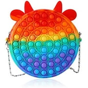 Pop Shoulder Bag Fidget Toys Rainbow Simple Pop Fidget Bag Toy Popper Pop Bubble Fidget Sensory Toys School Supplies Backpack Silicone Bag Pop for Girls