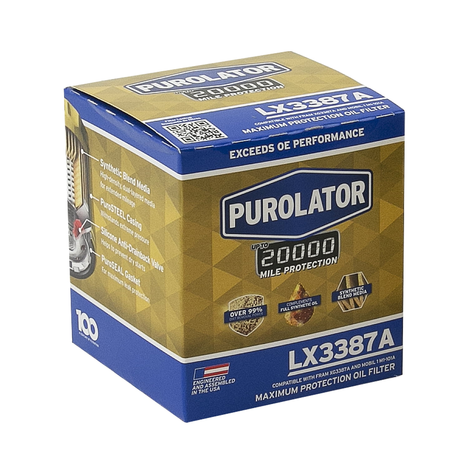 Purolator LX3387A Purolator 20K Oil Filter with 20,000 Mile Protection for Select SAAB, Cadillac, Jeep, Chevrolet, and more