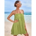 thumbnail image 5 of OYOANGLE Women's Summer Cami Dress Ruffle Swing Shirred Mini Short Dresses Green S, 5 of 6