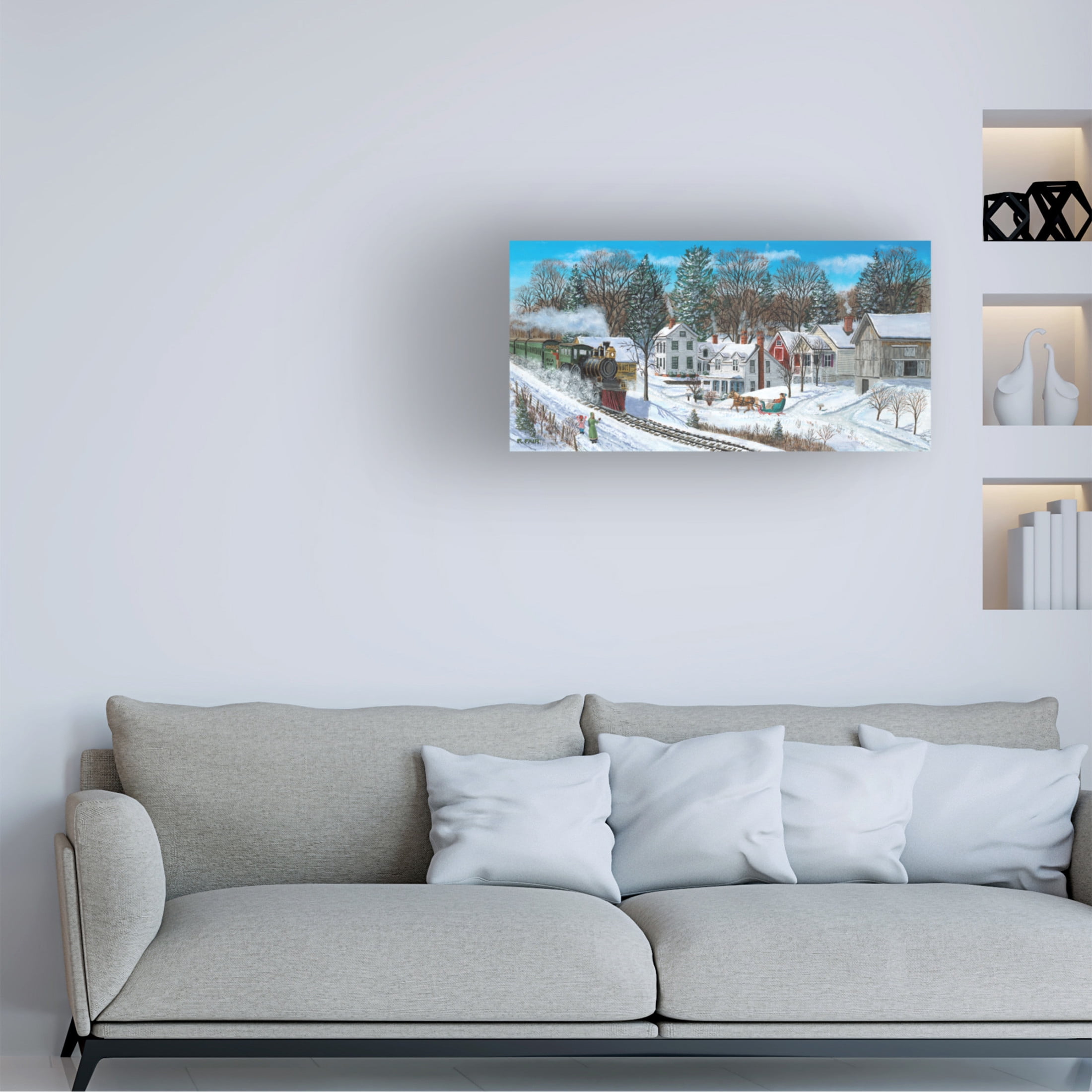 Canvas Wall Art - Bob Fair 'Railroad Town' Wall Art for Living Room, Bedroom, or Office Décor by Trademark Fine Art - 47 x 24 Inches