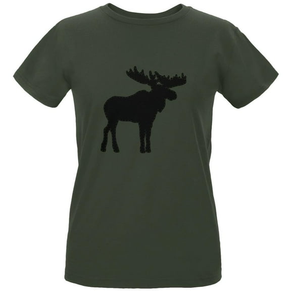Moose Faux Stitched Womens Organic T Shirt City Green X-LG