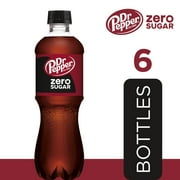 Dr Pepper Zero Sugar Soda Pop, 16.9 fl oz, 6 Pack Bottles