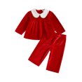 thumbnail image 1 of Conjunto de otoño para bebé niña: top de manga larga con cuello de muñeca y pantalón (2 piezas), 1 of 8