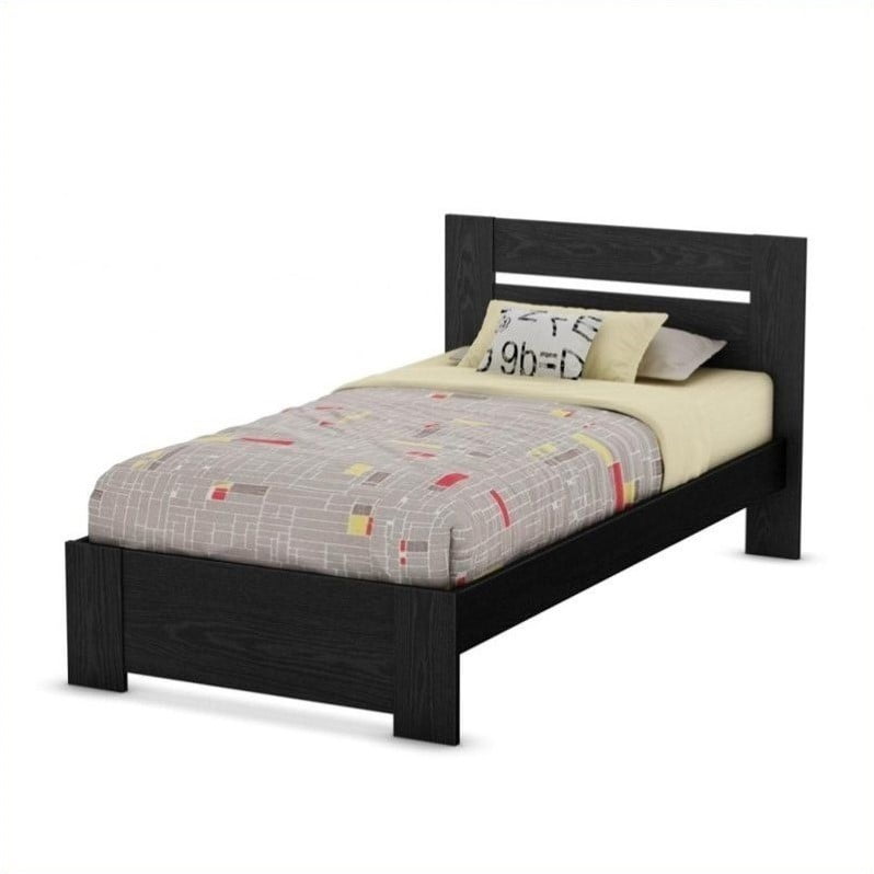 South Shore Flexible Twin Platform Bed, Black Oak