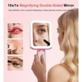 thumbnail image 4 of Travel Makeup Mirror with Lights 10X/1X Double-Sided Magnifying LED Beauty Mirror Rechargeable Portable Vanity Mirror with 3 Color Lighting Smart Touch Dimming Desktop Handheld Hanging Pink, 4 of 9
