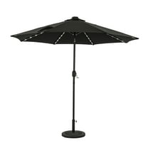 Mirage II Fiesta 9-ft Octagon Market Umbrella with Solar LED Tube Lights - Black - Breez-Tex Canopy