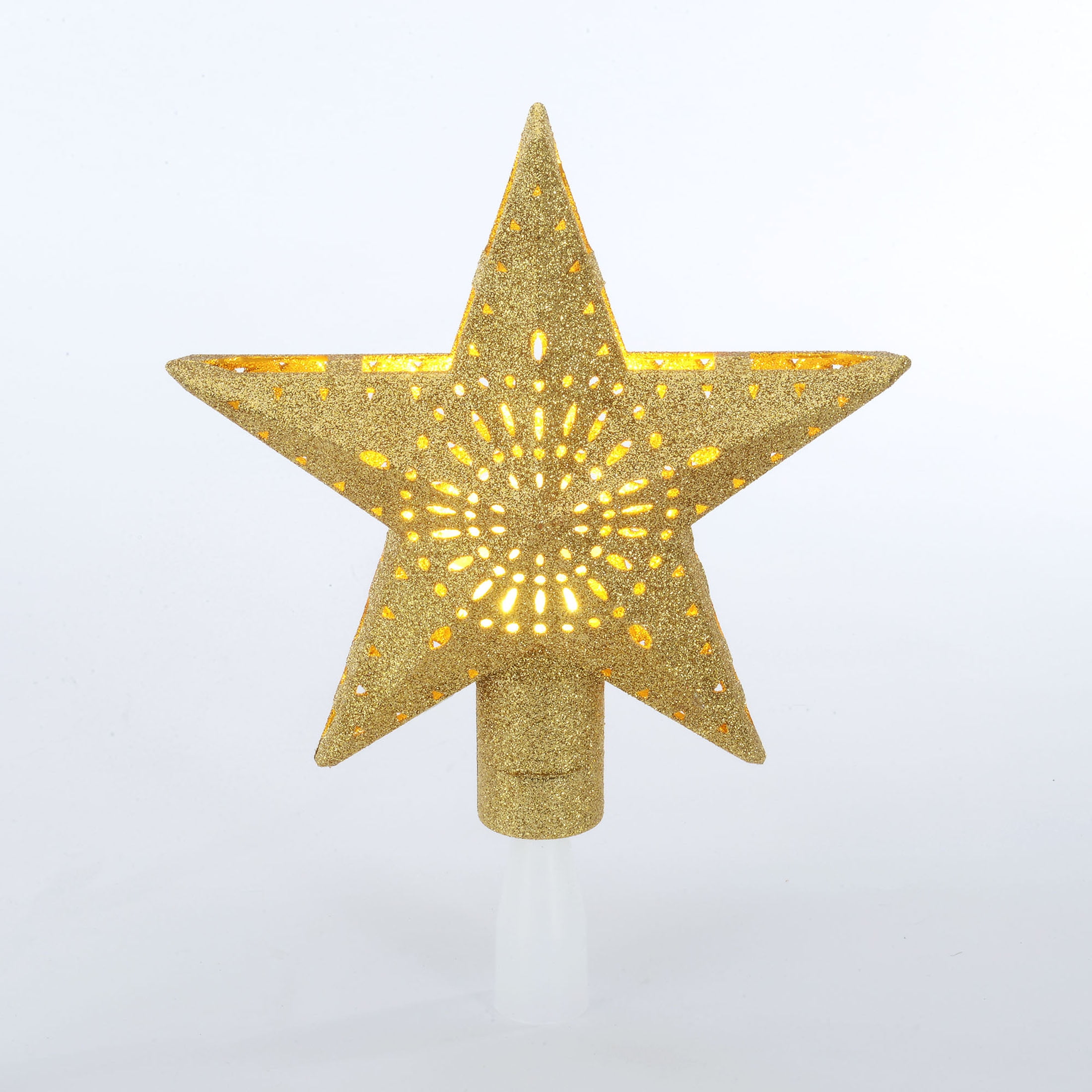 Holiday Time 11.4-inch Gold Star LED Christmas Tree Topper, with Warm White LED Lighted Projection