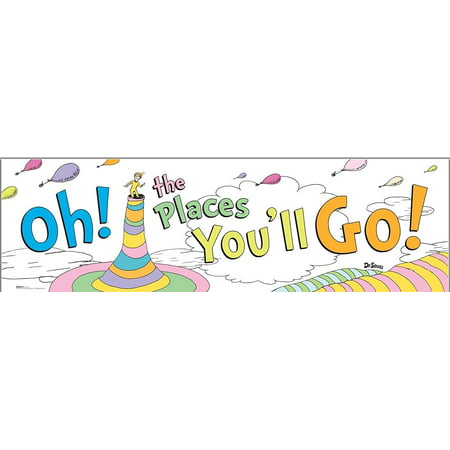 Dr. Seuss Oh The Places You'll Go Graduation Party Supplies Banner, Set the scene with this Dr. Seuss Oh The Places You'll Go party décor.., By BirthdayExpress